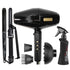 BaByliss Pro BLACKFX High-Performance Turbo Dryer with Studio Design Series 1.25" Crimpcurl and Porcelain Ceramic Marcel 1" Curling Iron + Spray Bottle