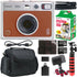 FUJIFILM INSTAX MINI EVO Hybrid Instant Camera (Brown) Accessory Bundle