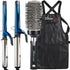 BaByliss Pro Nano Titanium Extended Barrel Curling Iron 1" BNTW100XLUC with Extended Barrel Curling Iron 1¼" BNTW125XLUC and Barber Apron + Round Brush 2½"