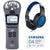 Zoom H1n 2-Input / 2-Track Portable Digital Handy Recorder Gray with Samson SR350 Over-Ear Stereo Headphones and Samsung 64GB EVO Plus UHS-I microSDXC Memory Card