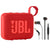 JBL Go 4 Portable Wireless Bluetooth Speaker (Red) with JBL T110 In Ear Headphones Black