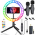 Vivitar Vlog Essentials 10" RGB LED Ring Light with Dual Wireless Lavelier Mic Set YouTuber's Best Kit