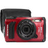 OM SYSTEM Tough TG-7 Digital Camera (Red) with Small Camcorder Case