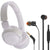 JBL Tune 510BT Wireless On-Ear Headphones White with JBL T110 in Ear Headphones Black