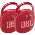 2x JBL Clip 4 Portable Waterproof Bluetooth Speaker Red